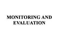 Monitoring and evaluation
